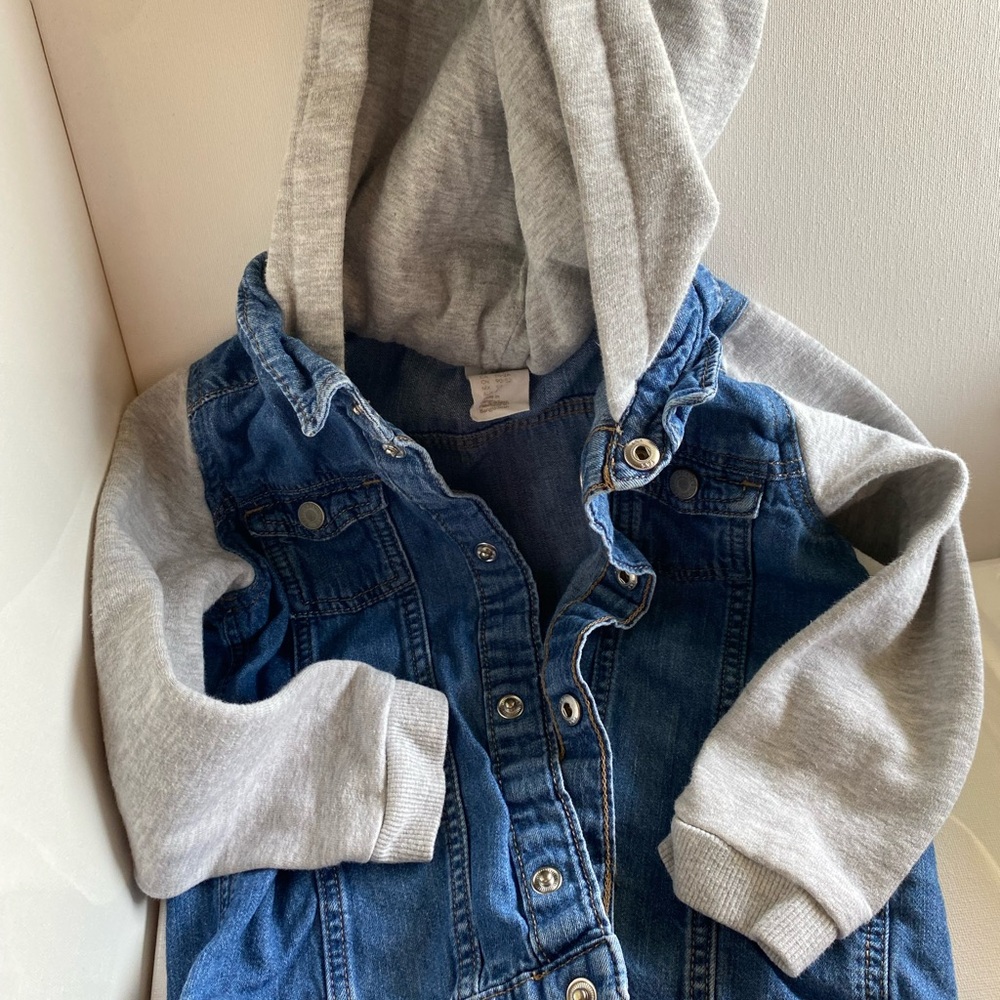 Kids Denim Jacket with Gray Sleeves used